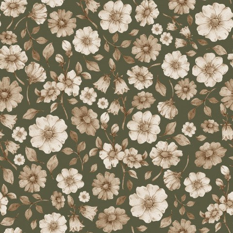  Maglia a coste con motivo floreale su sfondo verde