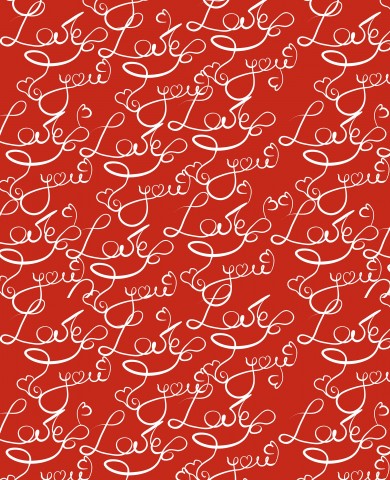  Tessuto impermeabile su sfondo rosso con testo bianco e cuori