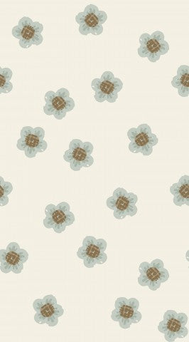 Jersey Simple Flowers in Vintage Blue