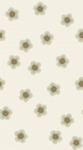 Jersey Simple Flowers in Vintage Green