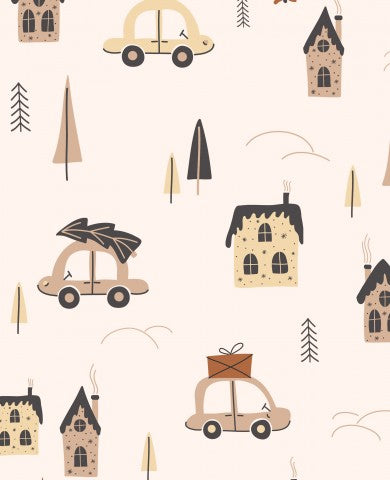 Maisons, voitures et arbres en tissu imperméable