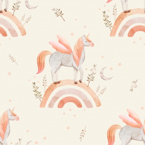 Jersey unicorn on rainbow ecru