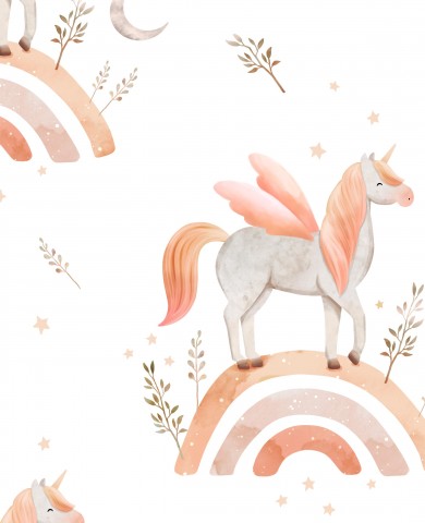 Jersey unicorn on rainbow white maxi