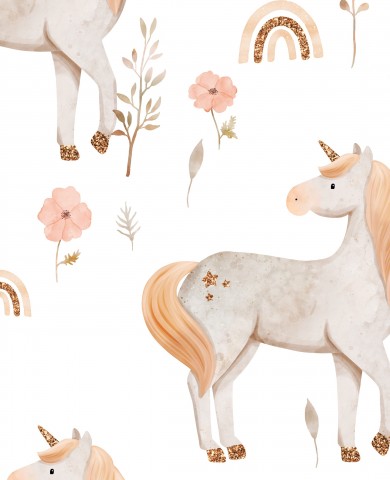 Jersey unicorns, rainbows and flowers, white maxi
