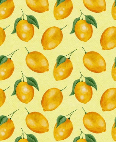 Jersey Single Watercolor Lemons on Yellow
