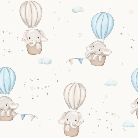 Musselin Elefanten, die in Heißluftballons fliegen