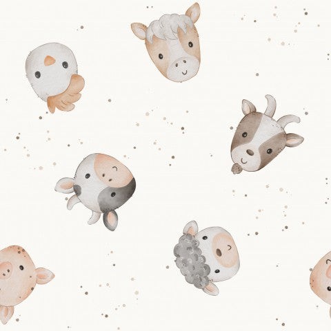 Jersey Farm Animals Off White