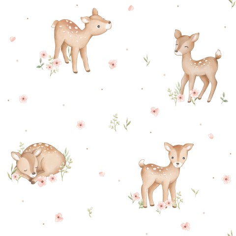 Wasserdichter Stoff Fawn Pink Flower White