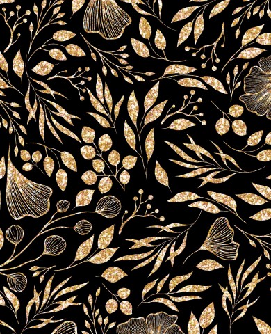 Wasserdichter Stoff Festive Gold Leaves on Black