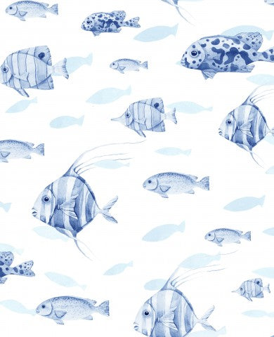 Jersey Fischblau auf Weiß