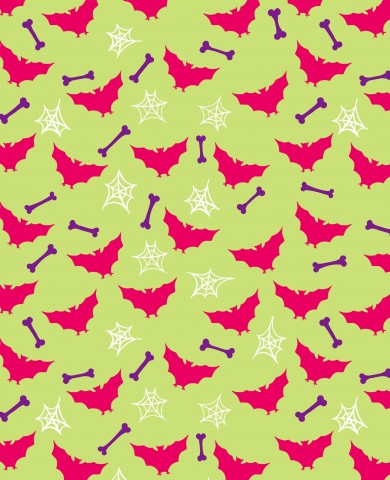 Rib Jersey bats and spiders on green background