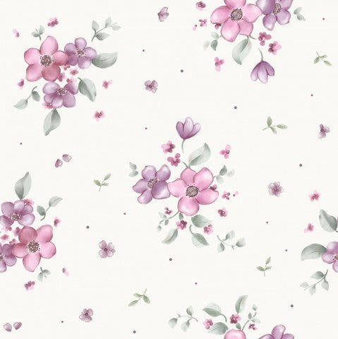 Wasserdichter Stoff Floral Anya Rose OffWhite 12x12cm