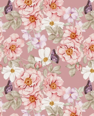  SoftShell ett blommönster med rosa rosor och fjärilar