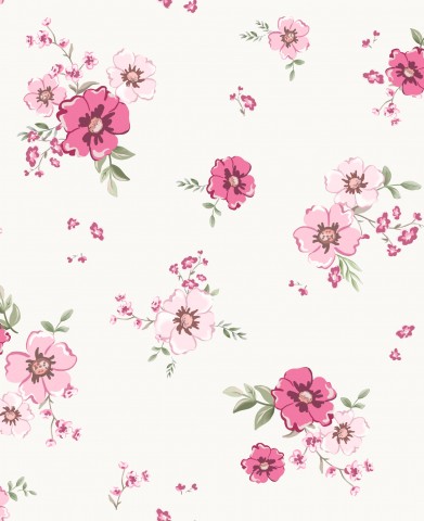 Jersey Floral Lori Pink OffWhite 20x20cm