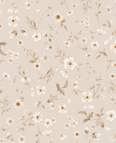 Wasserdichter Stoff Floral Malin Brown Beige