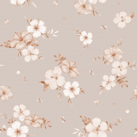 Jersey Floral Nalani Brown Beige 18x18cm