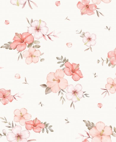 Jersey Floral Nalani Peach OffWhite 20x20cm