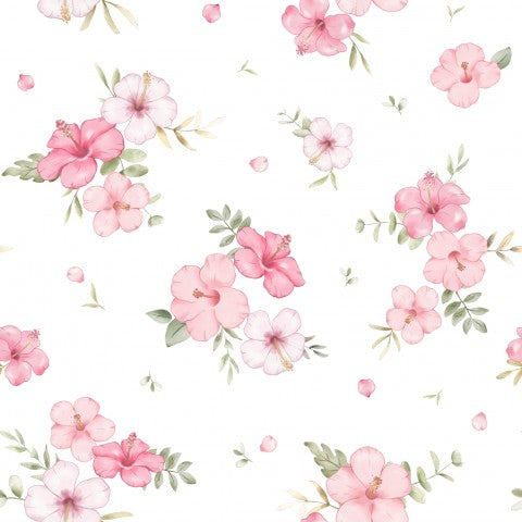 Jersey Floral Nalani Pink White 18x18cm