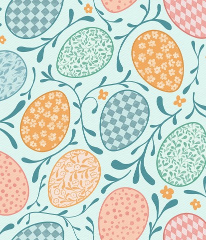 Jersey Floral Easter Eggs on Blue Small