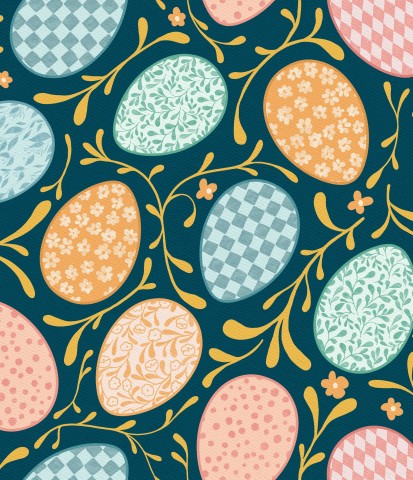 Jersey Floral Easter Eggs on dark blue small
