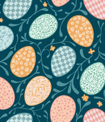 Jersey Floral Easter Eggs on dark blue small