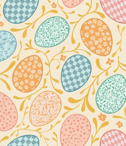 Jersey Floral Easter Eggs on Yellow Small