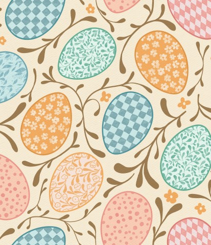 Jersey Floral Easter Eggs on Yellow Small