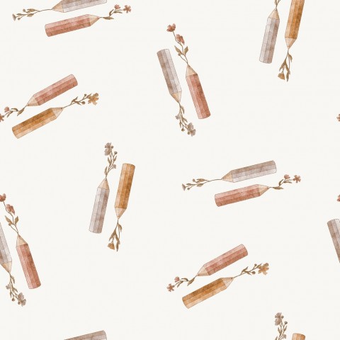 French Terry pencils and flowers