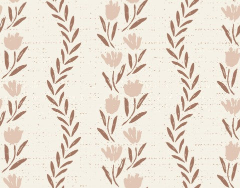 Wasserdichter Stoff Flowers with Texture Mocha Mousse Light