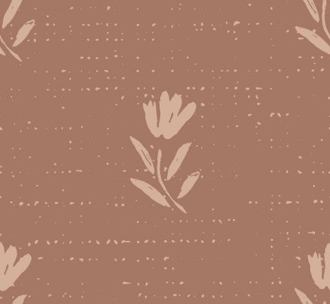 Jersey Flowers with Texture Mocha Mousse