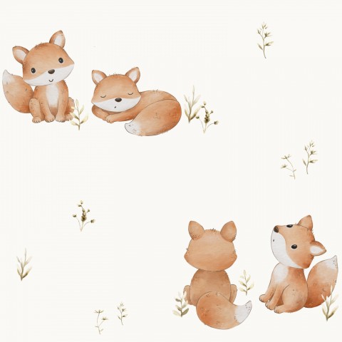 Waterproof fabric three little foxes on a white background