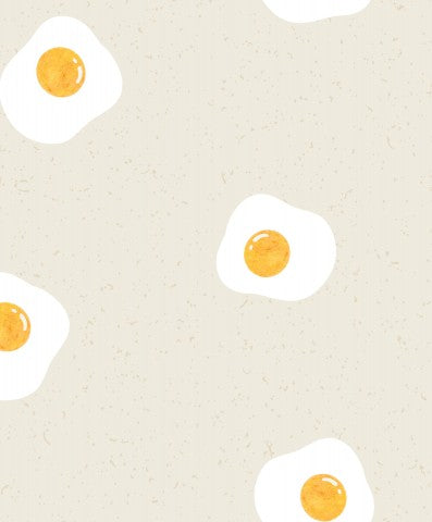 Canvas cotton fried eggs on beige background