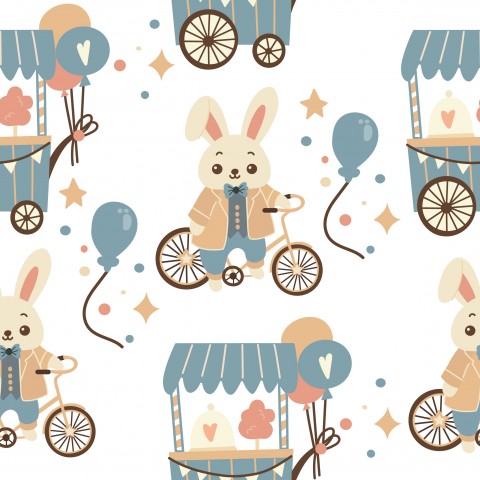 Jersey Happy Circus Bunny on a Bicycle
