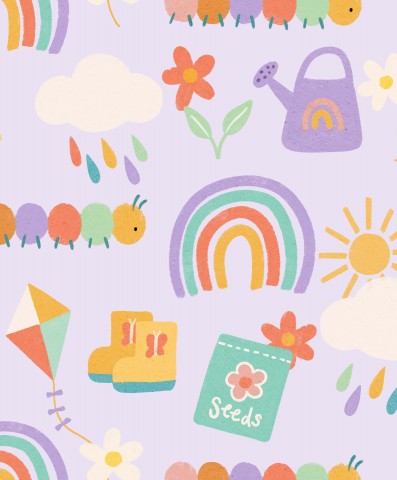 Cotton Spring Garden Rainbow Caterpillar: colori in fiore su tela – tessuto 100% cotone per cucire!