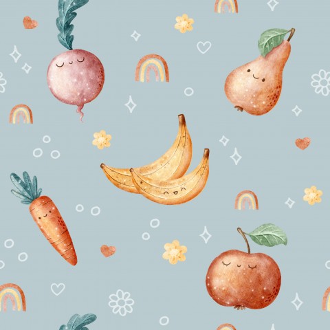 Jersey Fruits and Veggies Blue