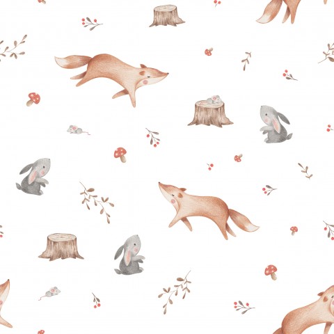 French Terry foxes and squirrels