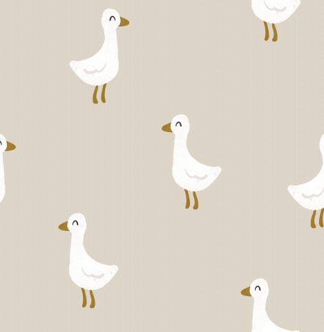 Canvas Baumwolle weißen Enten auf beigem Hintergrund