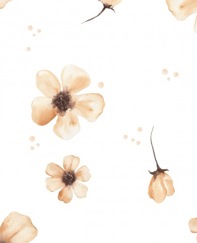 Jersey Yellow Flowers 30x30cm white