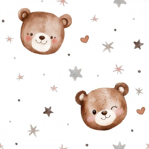 Tissu imperméable avec de jolis ours en peluche et des étoiles