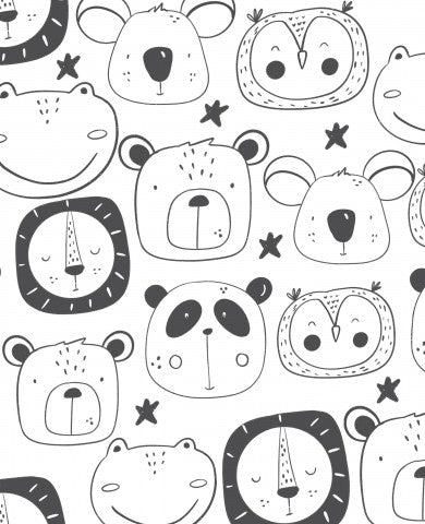  Facce di animali carini in French Terry
