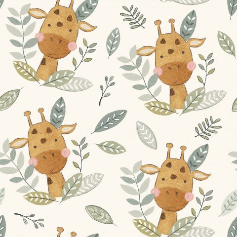 Canvas cotton giraffes and leaves
