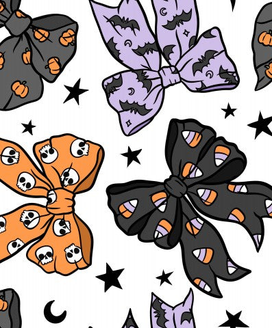 Muslin Girls Purple and Orange Halloween Bows