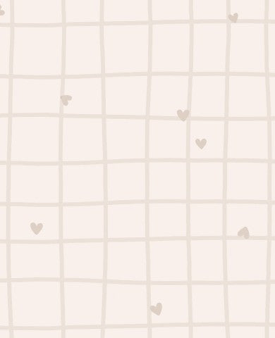 Jersey grid with heart cream