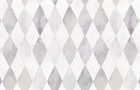 French Terry, un papier peint gris et blanc avec un motif en losanges