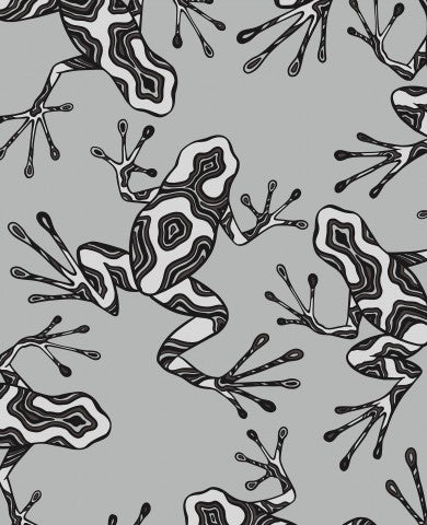 Muslin Gray Frogs Autumn Line Art
