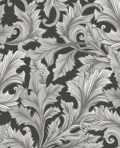 Musselin Gray Vintage Acantus Foliage Leaves