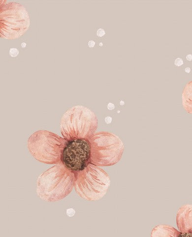 Jersey Large Flowers Latte