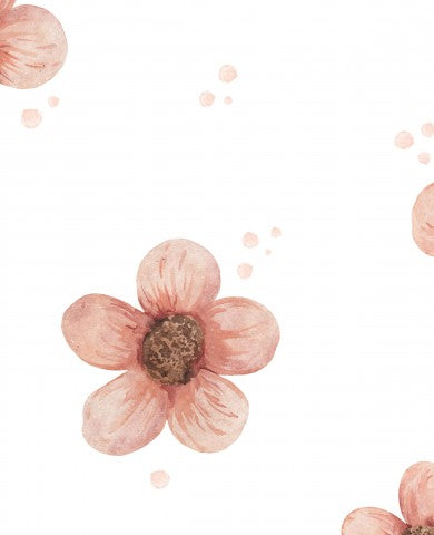  Motivo acquerello in mussola con fiori rosa