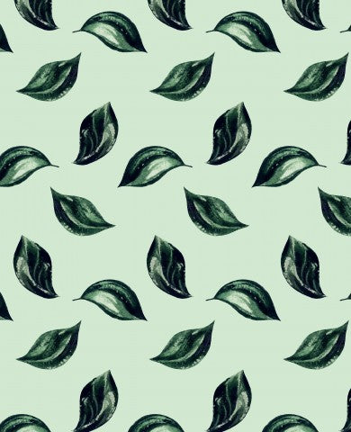 Jersey Green Leaves on White