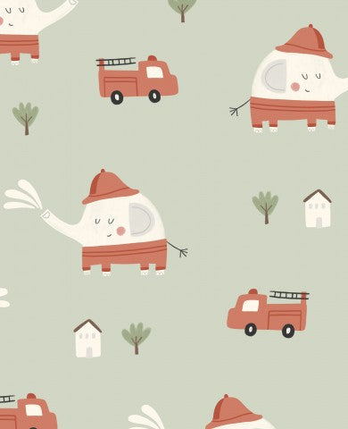 Éléphants et camion de pompiers en tissu imperméable